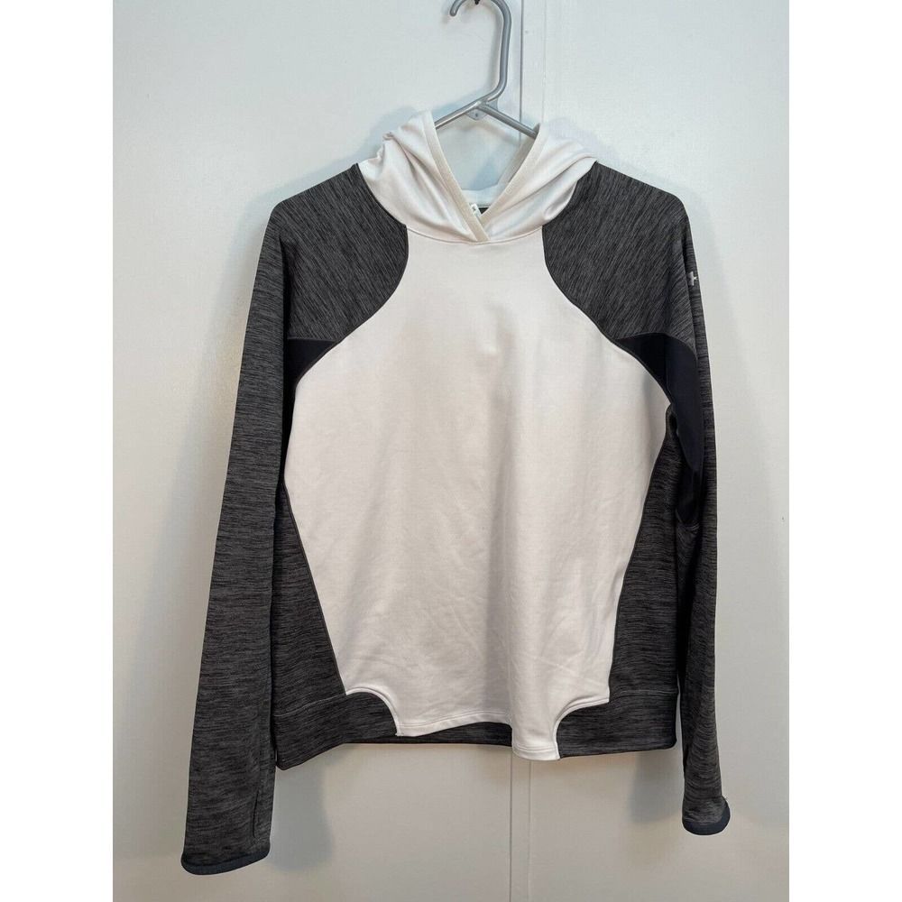 Under Armour Cold Gear Womens1298266-100 White Gray Hoodie Size L